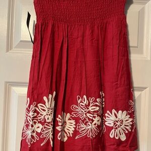 MAKE OFFER - summer’s in full swing! NWT embroidered a-line mini skirt red small